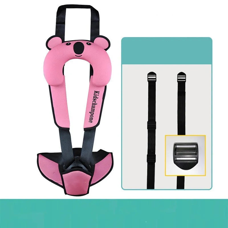 Number One portable child safety seat belt retainer in rose pink colour with dimensions 33x22x9.5cm