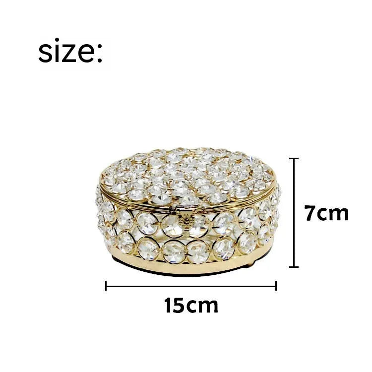 French gold European style jewelry box with transparent crystal glass and metal construction
