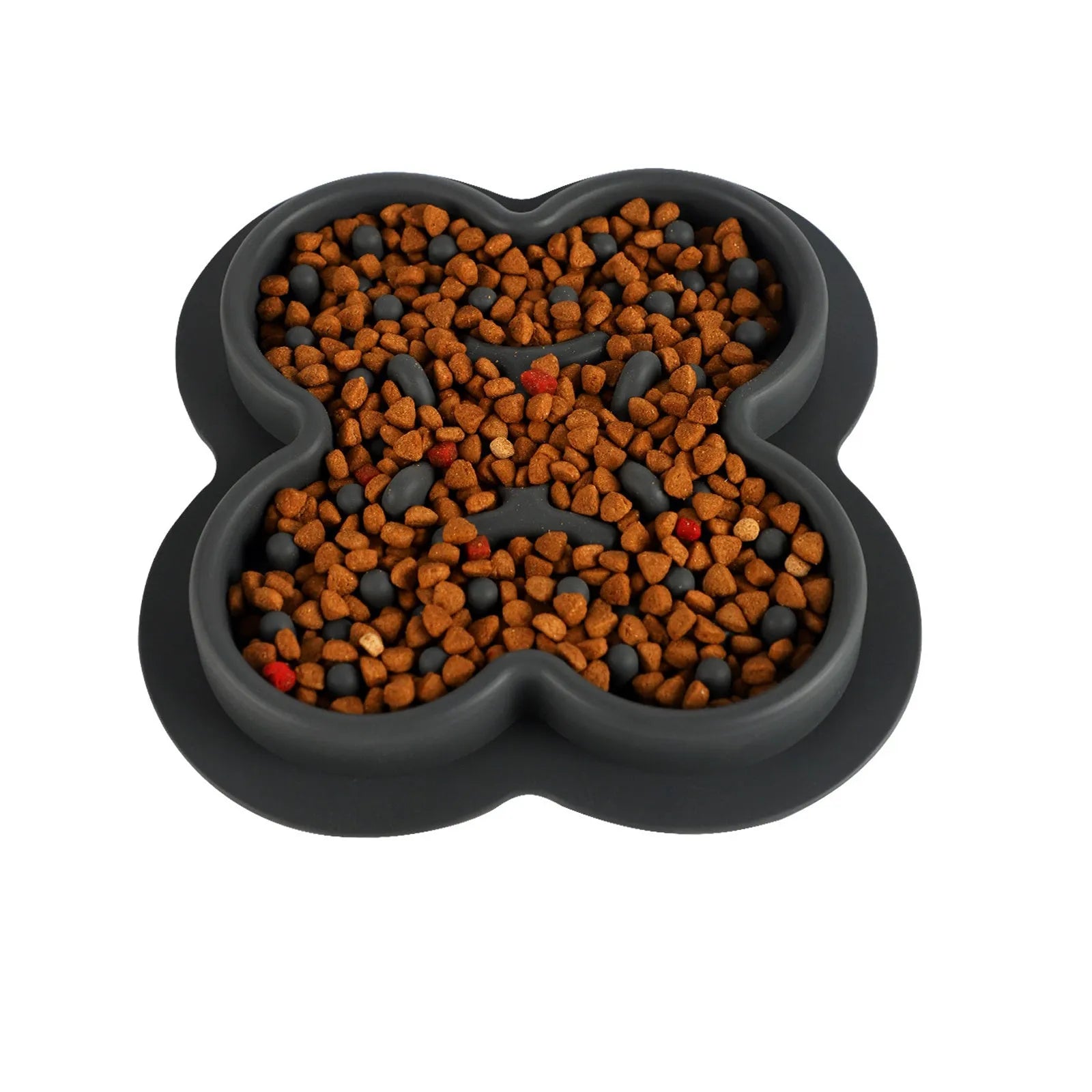 A blue silicone pet licking mat with a textured surface and non-slip base for slow feeding cats and dogs.