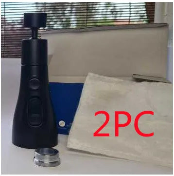 Silver universal pressurised kitchen faucet sprayer with rotating head and three-mode selector