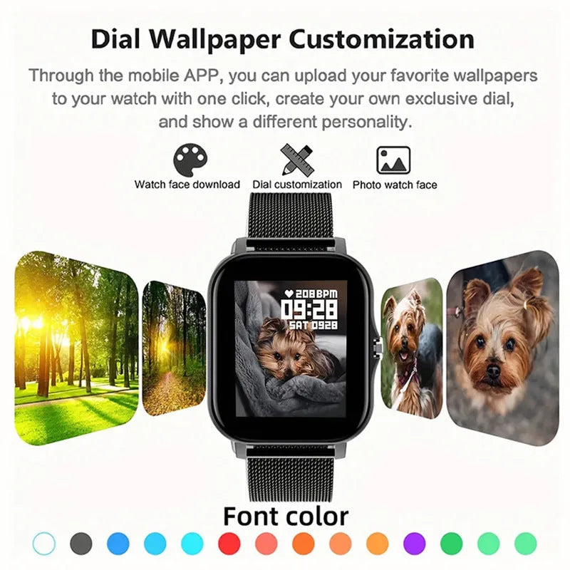 Smart watch with colour touch screen and silicone strap, showing Bluetooth call interface.