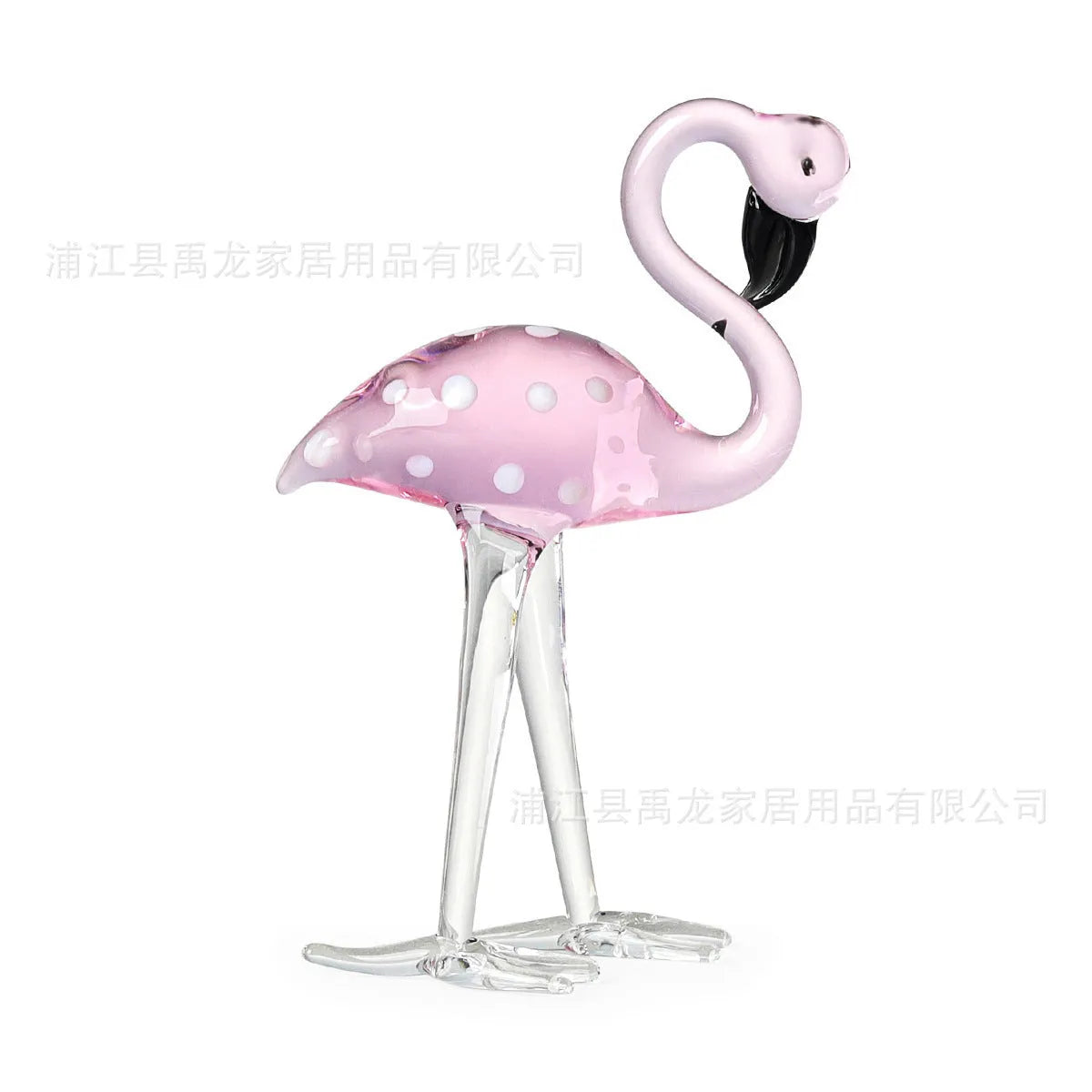 Pink crystal flamingo decorative ornament on table with modern simple design