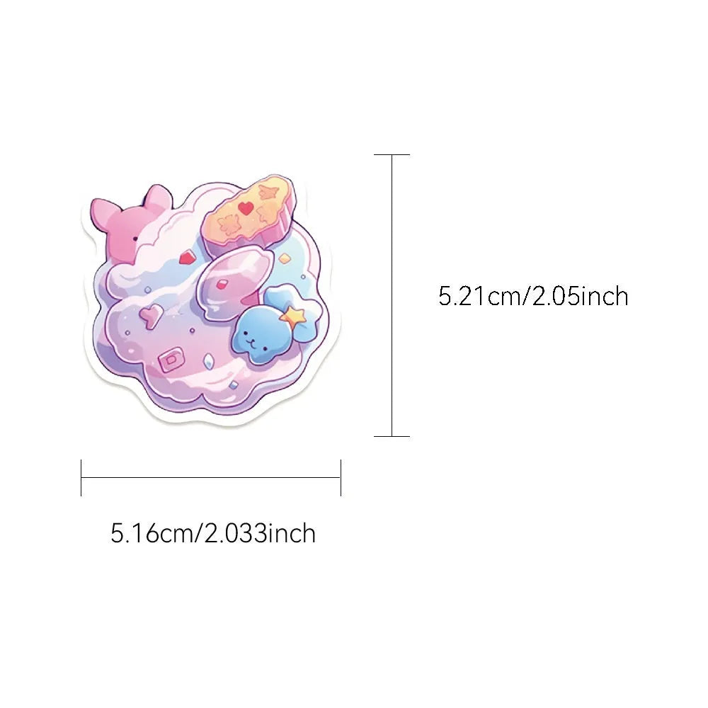 Pack of 50 fresh candy theme cute small object waterproof decorative stickers.