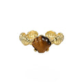 Women's adjustable sterling silver ring with shell decoration and tiger eye stone in original cold-style design
