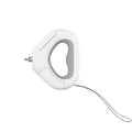 White plastic pet leashing device with spotlight light and snack bin box tractor ring