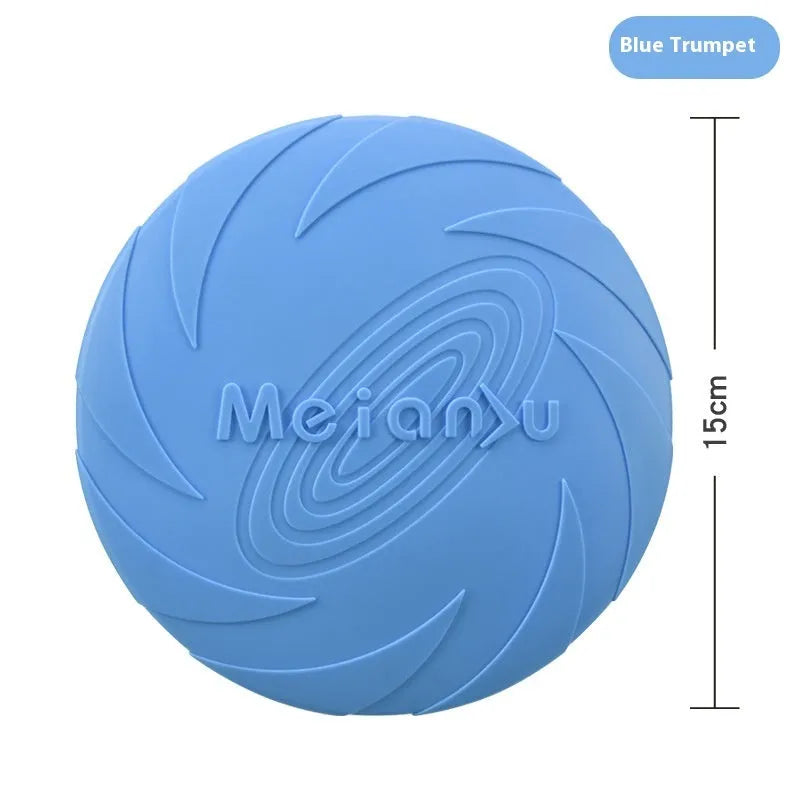 Soft rubber dog frisbee flying disc toy in blue, green or red colours available in three sizes