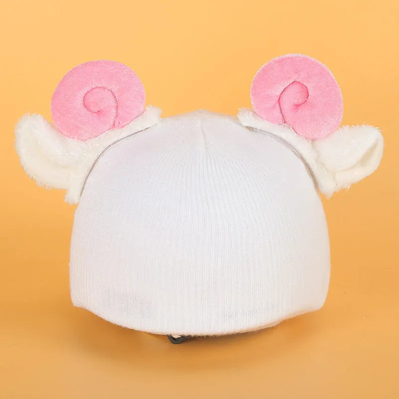Soft plush decorative ski helmet cap in a cartoon style, a prop for costumes and decor.