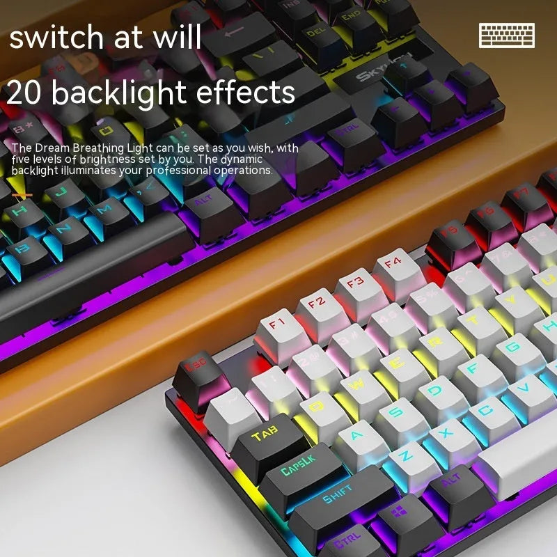 K87 mechanical gaming keyboard with metal case and choice of green or red switches