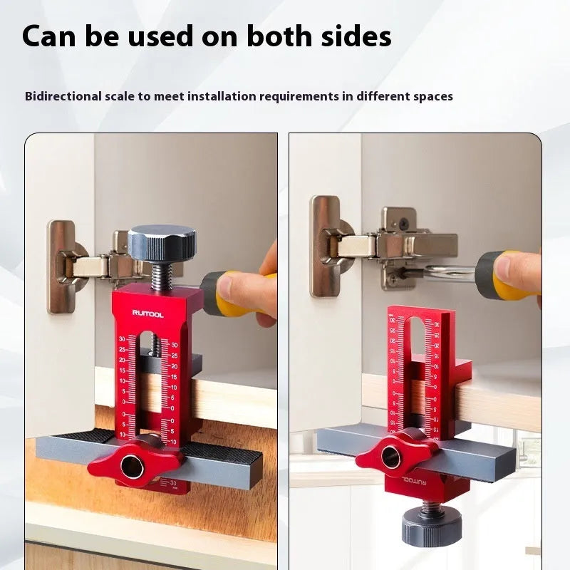 Aluminium alloy cabinet door installation aid tool for woodworking projects with 10mm diamond hole fittings