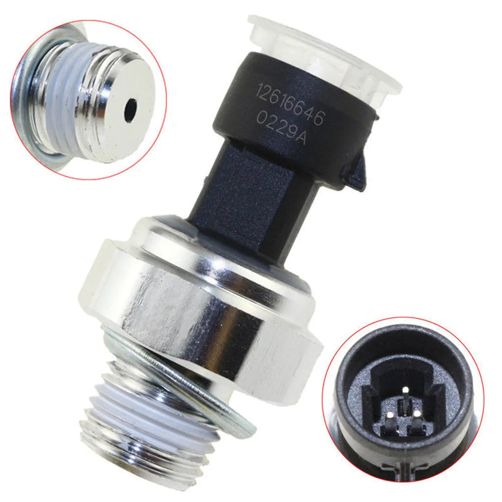 Oil pressure sensor for Buick and Chevrolet cars with visible model number label.