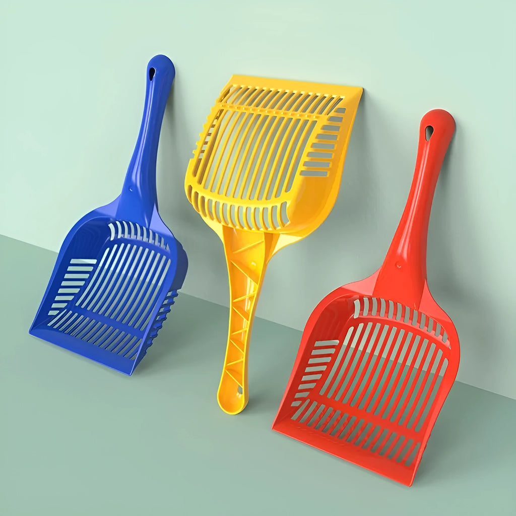 Plastic cat litter scoop in red, yellow or blue colour for toilet cleaning