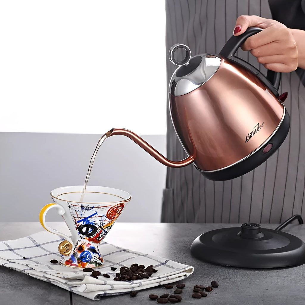 Gold stainless steel automatic electric kettle with touch control panel