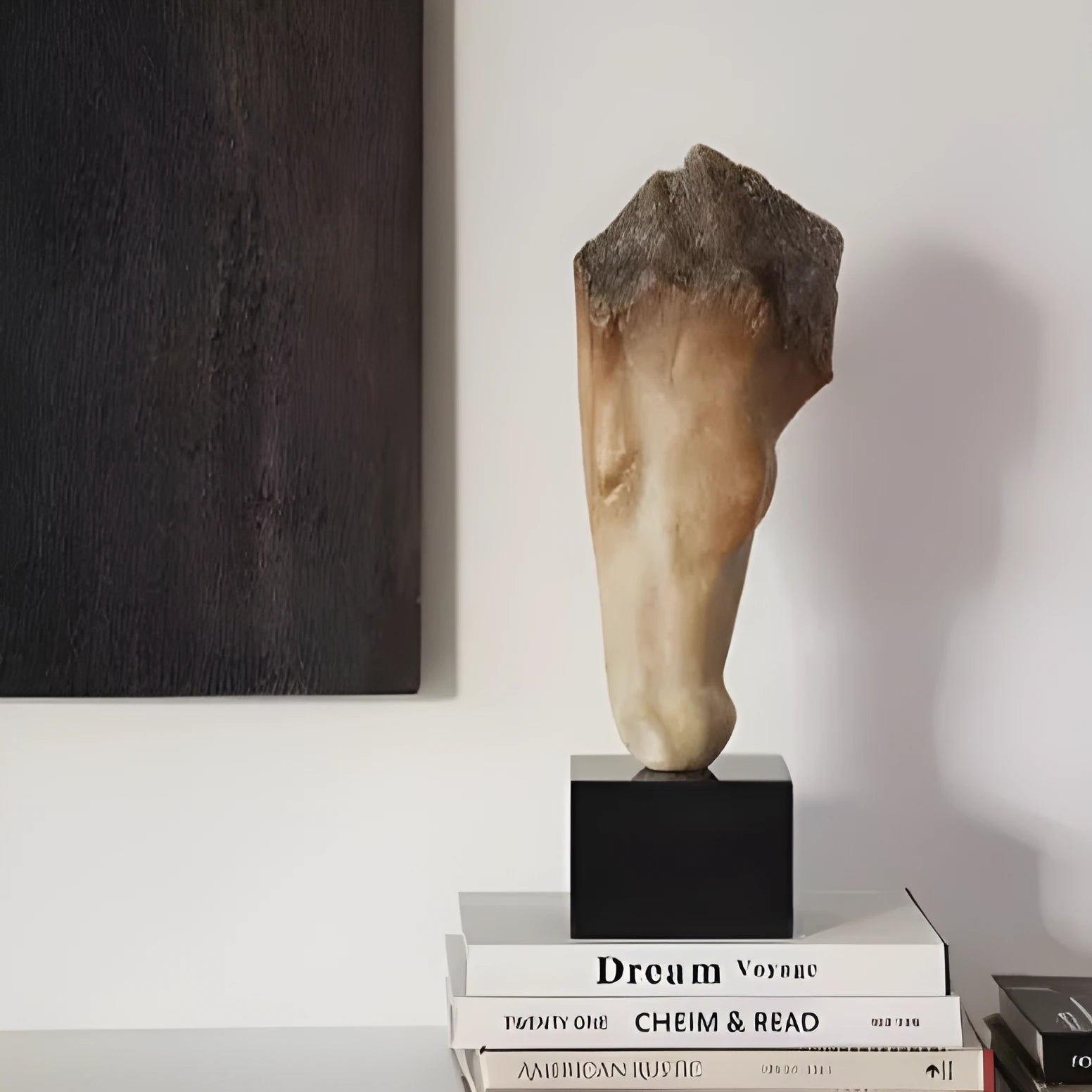 Abstract French retro style horse head sculpture with a carved surface, a 50cm tall desktop ornament.