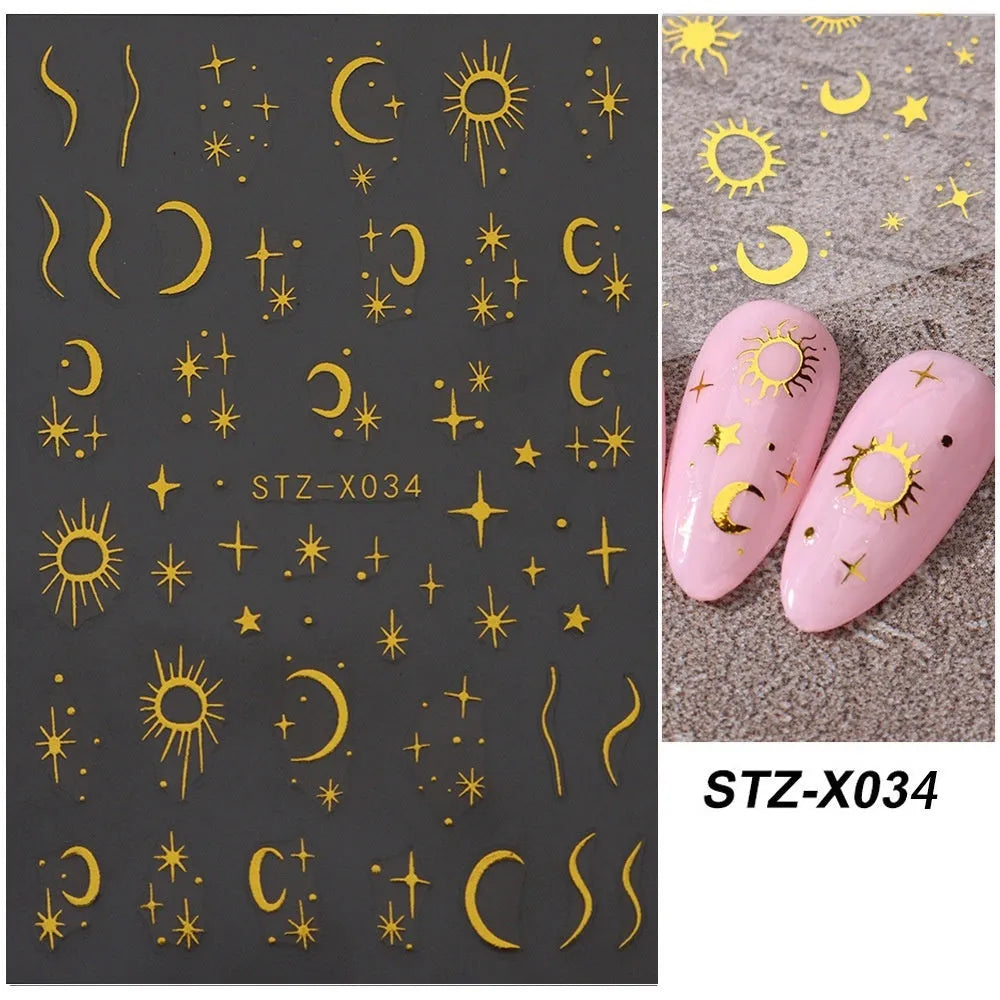 Black and silver strip cartoon nail art stickers on plastic patch