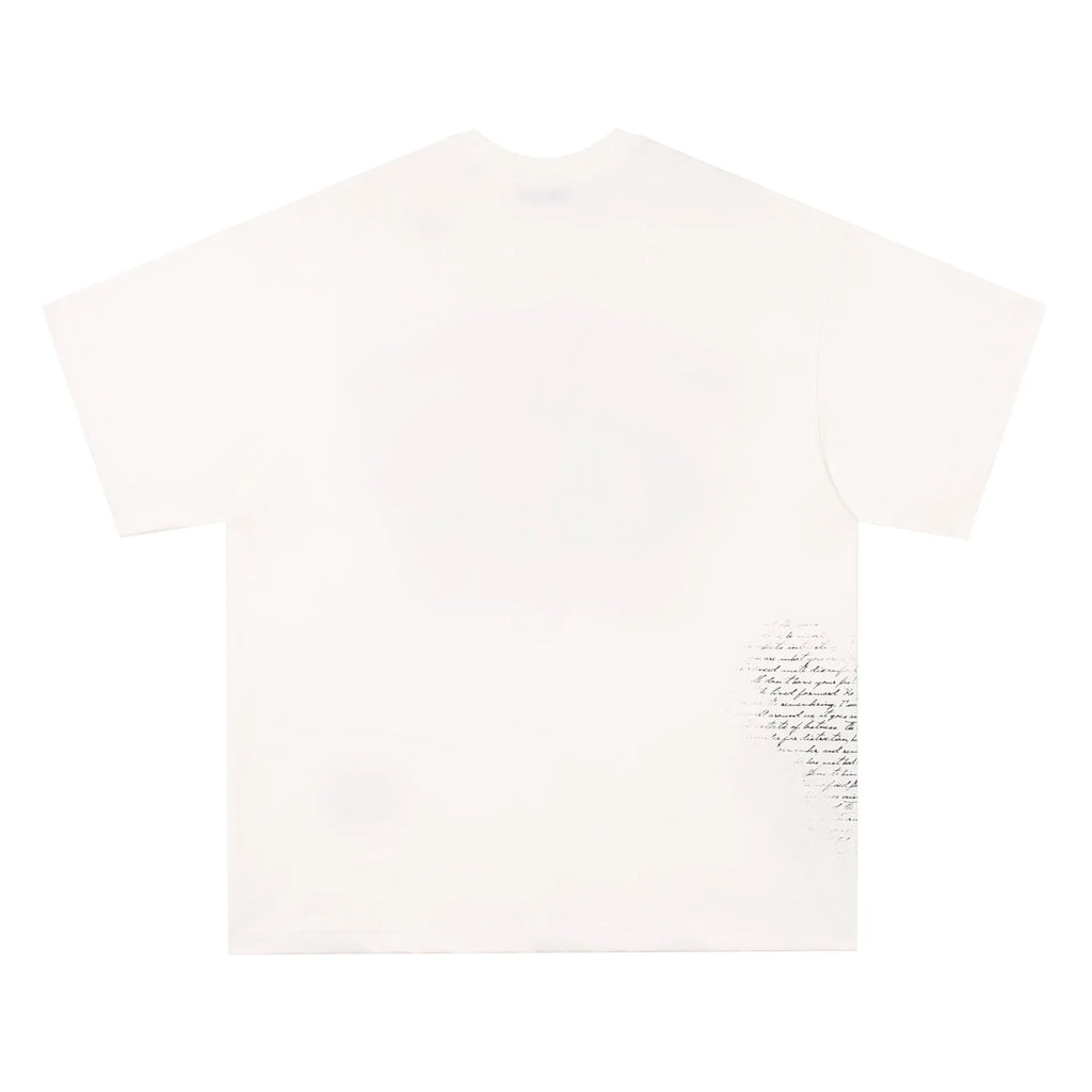 Black and white pure cotton t-shirt with retro hip hop gothic letter print for teenagers.