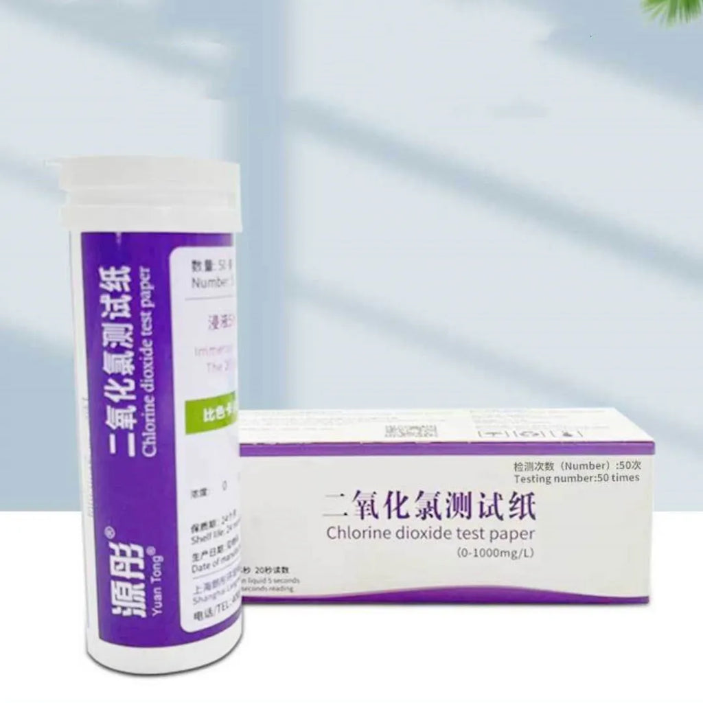 Chlorine dioxide test paper bottle with 50 pieces for water concentration detection 0-1000mg/L