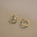 S925 sterling silver fishtail earrings with 14k golden plating, 8mm inner diameter