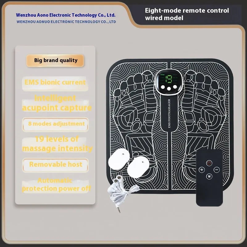 Rechargeable reflexology foot massager mat with USB charging cable and foot pad