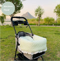 Pet stroller accessory set showing cotton anti-dirty towel, cushion, and pillow in a floral pattern.
