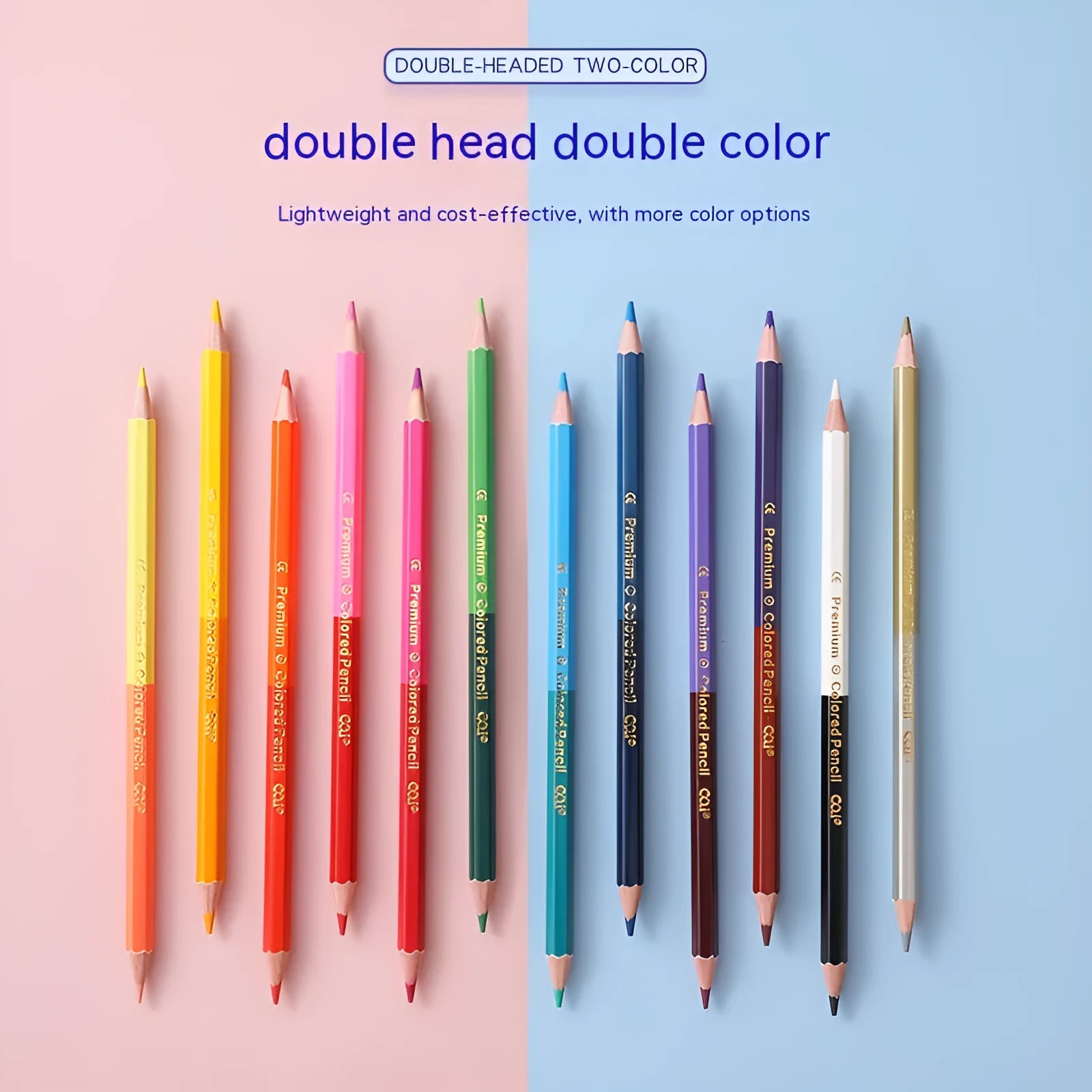 Wooden barrel colour pencil set with double-head design in student art configuration