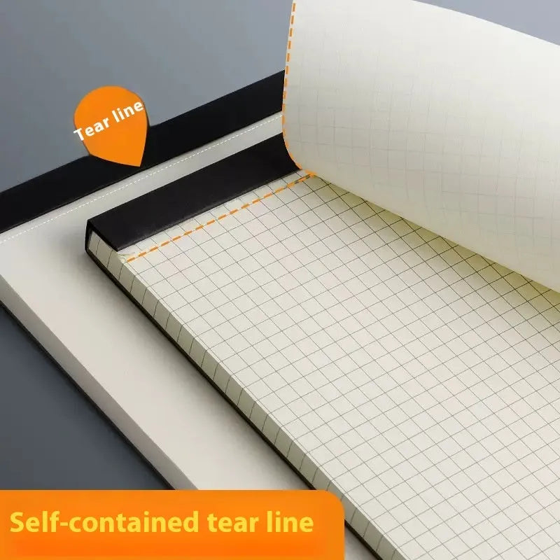 A5, B5, and A4 writing pads with 80 sheets, available in blank, grid, or horizontal line rulings.
