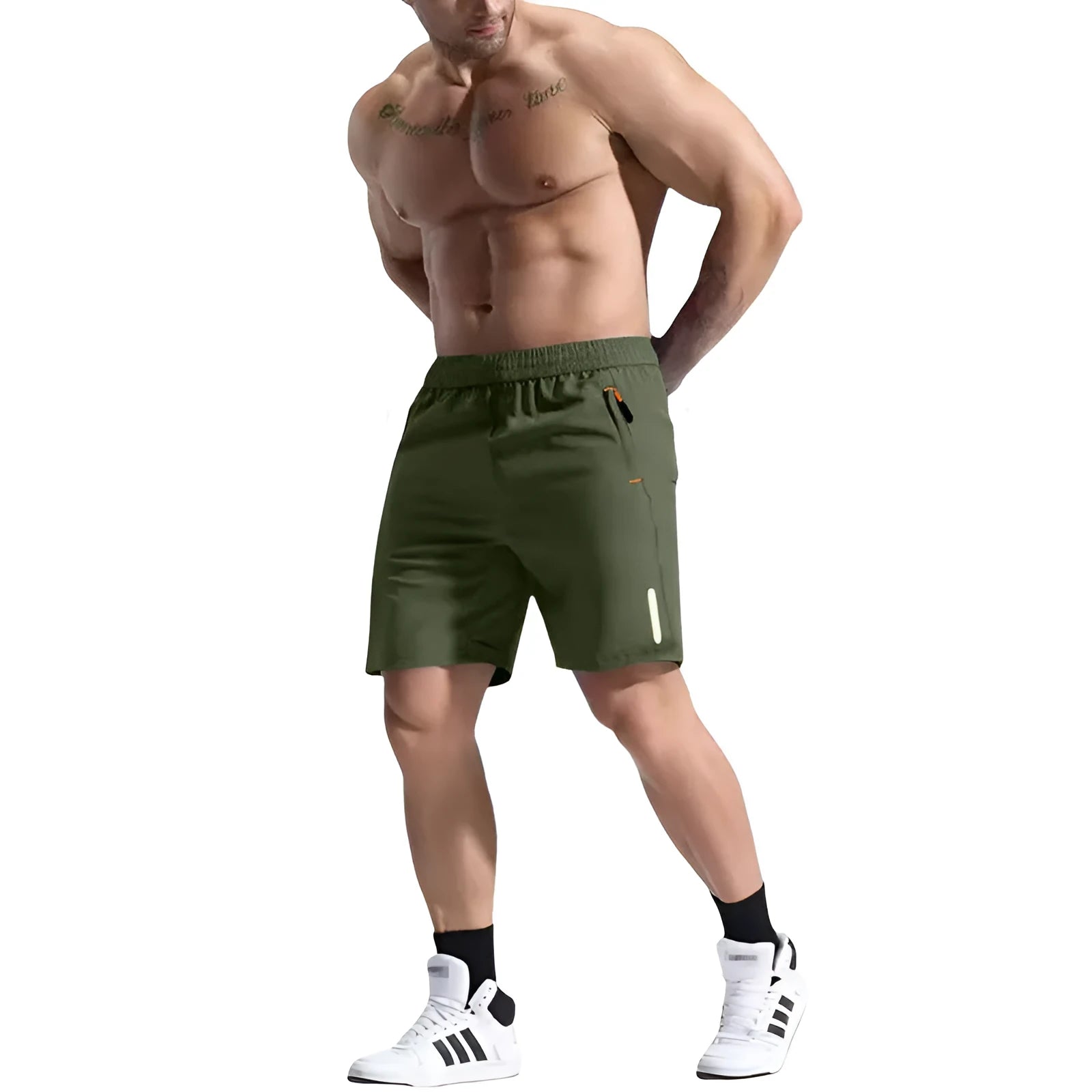 Men's bamboo fibre polyester sports shorts with elastic waist in multiple colour options
