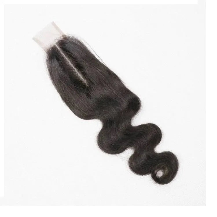 Straight human hair wig in natural colour with hand-woven construction and exotic style detailing