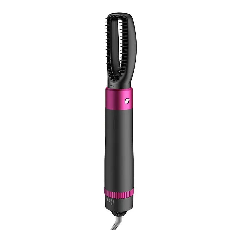 Dyson grey 5 in 1 hair dryer brush styling tool with multiple brush attachments on white background