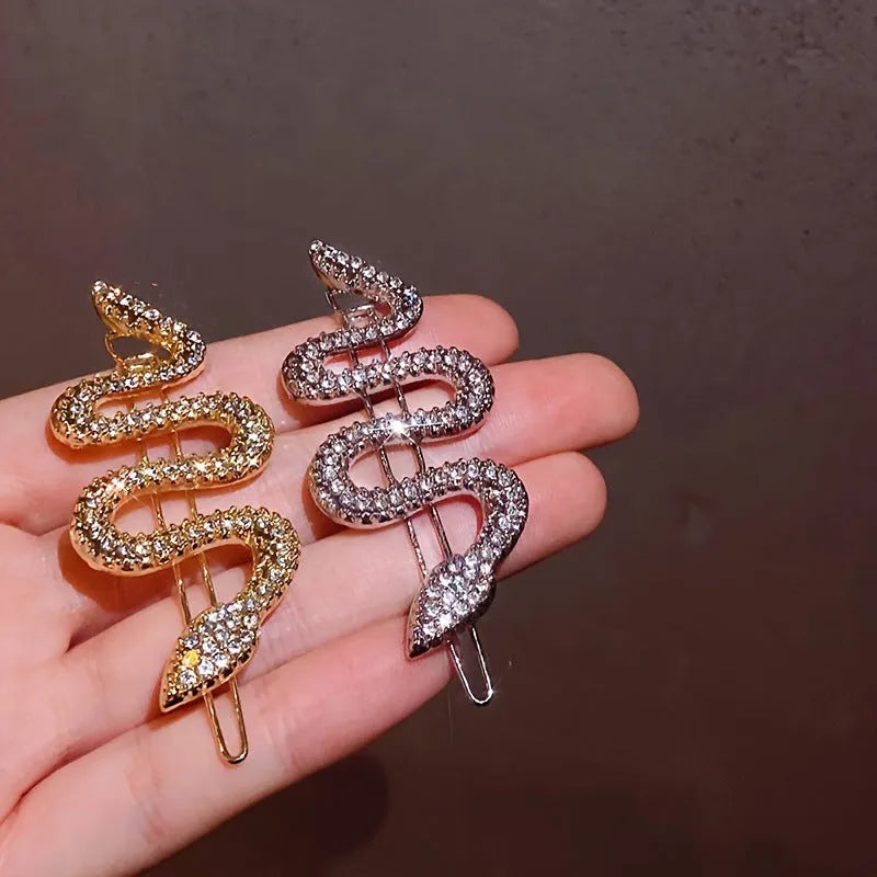 Korean vintage snake design hair barrette with electroplated gold or silver finish