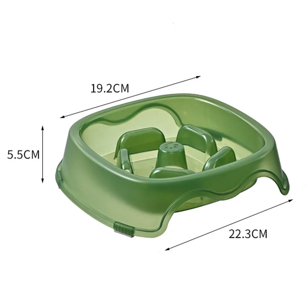 Plastic dog slow feeder bowl with anti-choking maze design in blue colour option