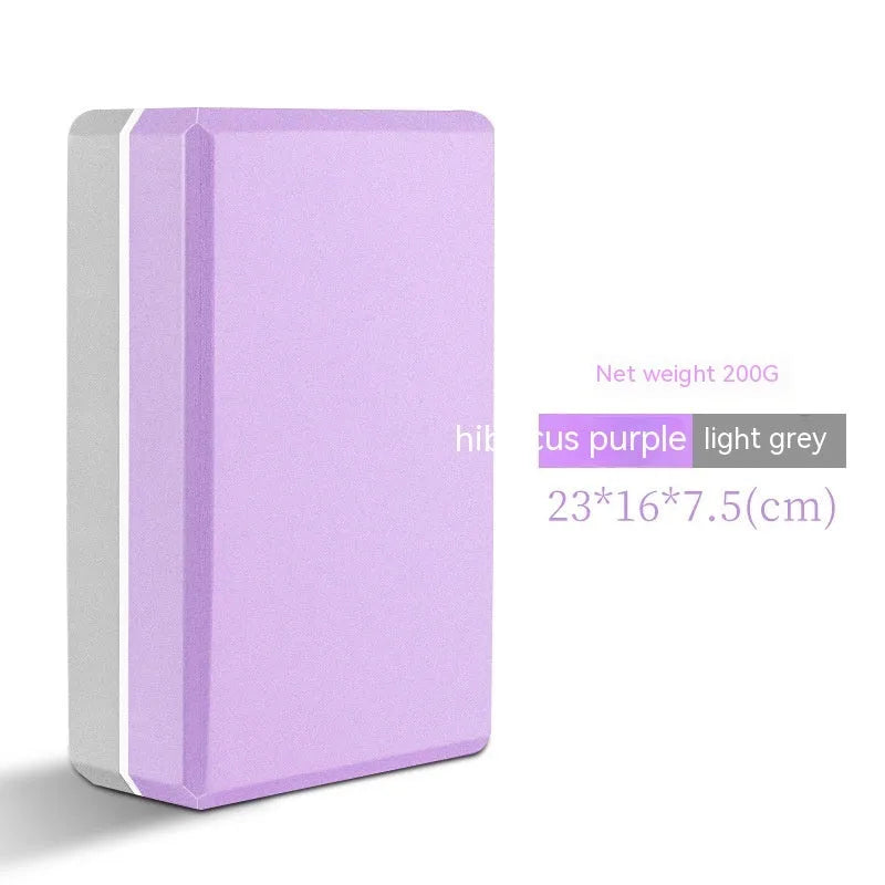 High-density EVA yoga block in a selection of solid colours and printed designs.