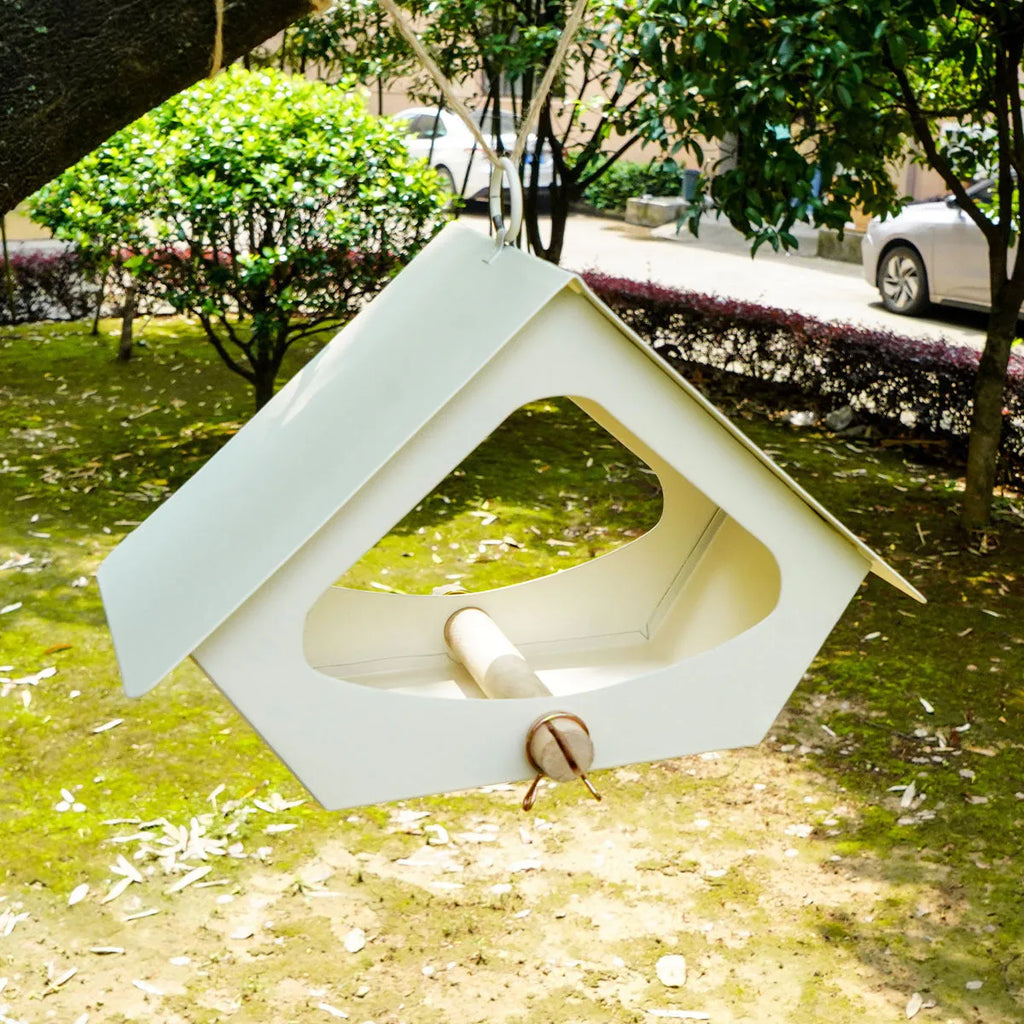 European-style iron bird food house with rain protection in modern minimalist design for outdoor garden decoration