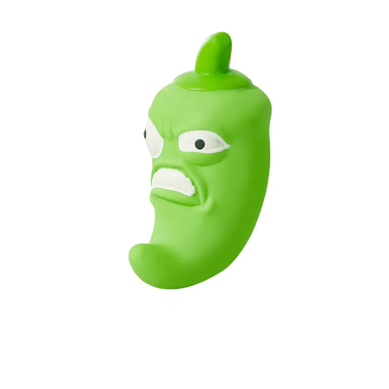 Realistic bitter melon and chili shaped dog chew toy for teeth cleaning and boredom relief