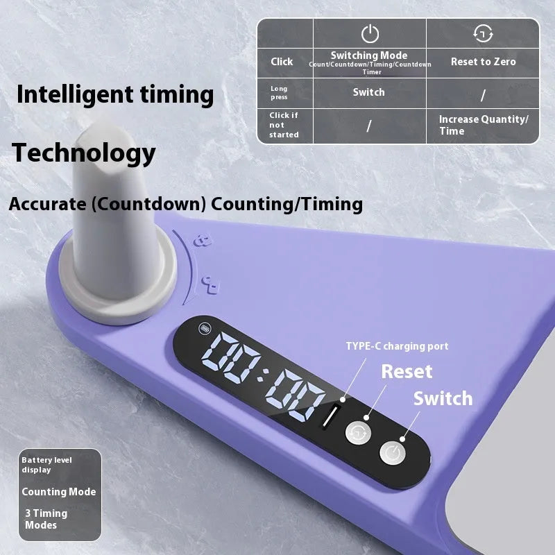 Compact purple split skiing machine trainer for home fitness on a wooden floor.