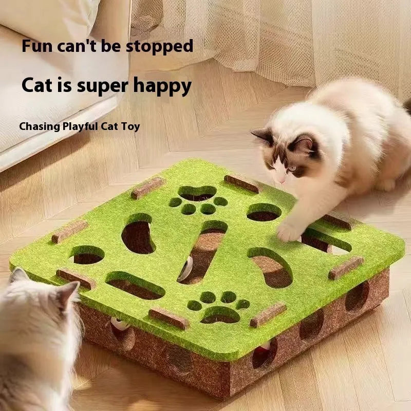 Square felt cat toy measuring 30cm in green brown, camel white or grey colours