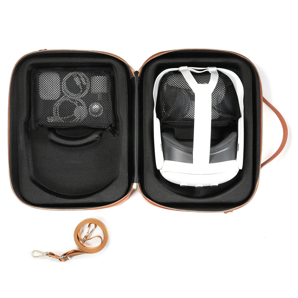 Vision Pro MR glasses superfiber storage box in black colour showing interior compartment