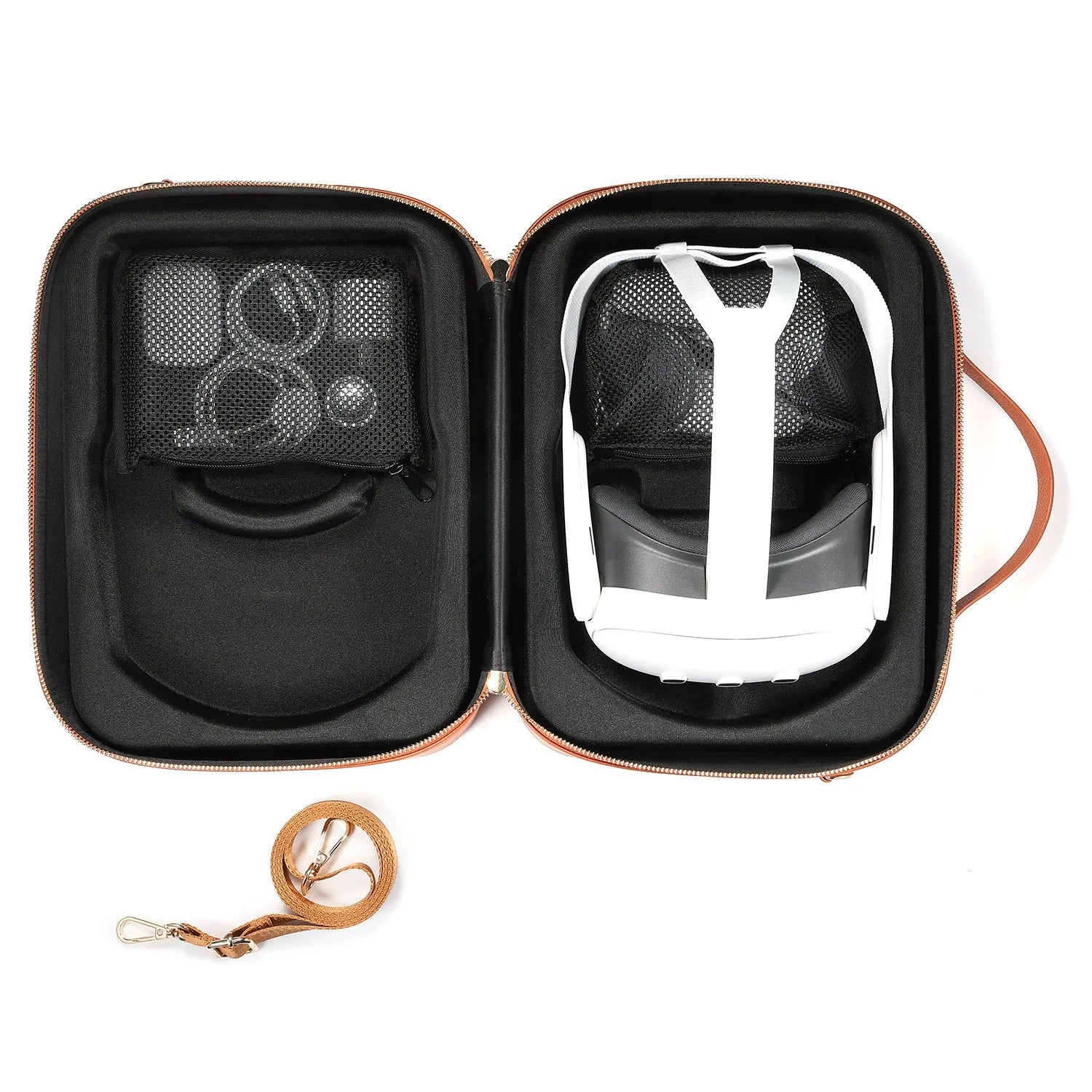 Vision Pro MR glasses superfiber storage box in black colour showing interior compartment