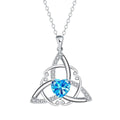 Copper Celtic knot pendant necklace in choice of electroplated colours: white, blue, green, or red.