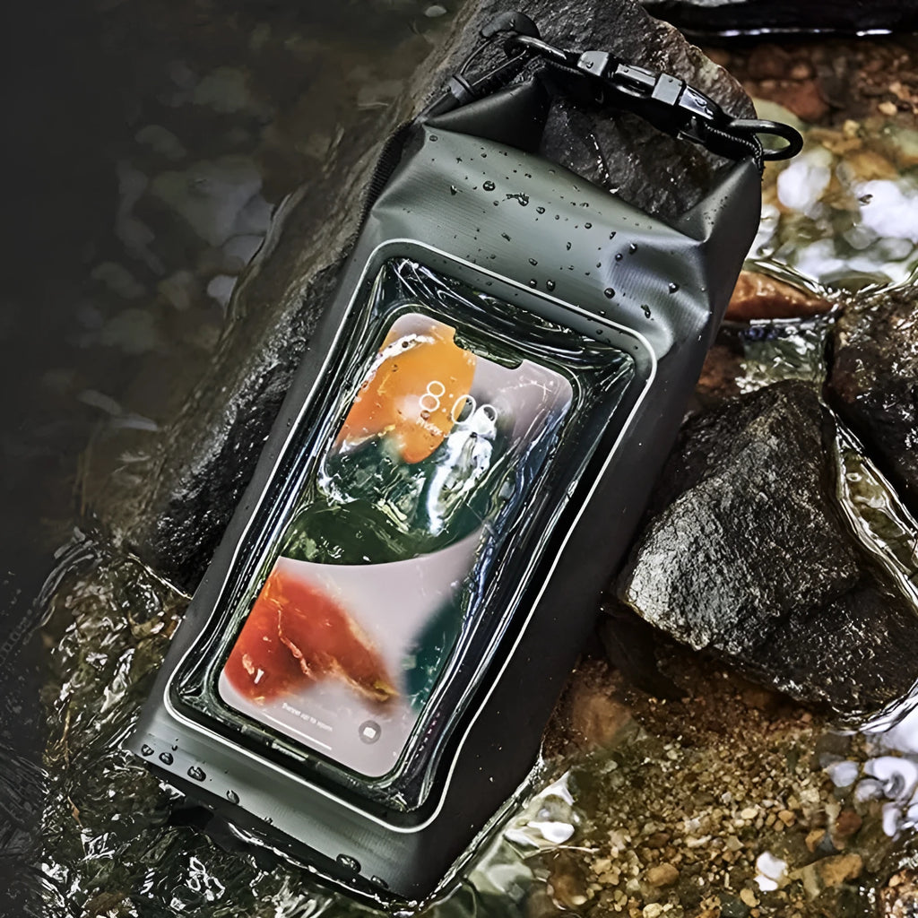 Waterproof crossbody bag in Army Green colour with adjustable strap for mobile phone protection