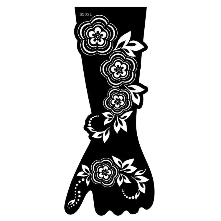 Hollow geometric tattoo sticker sheet with 30 machine-cut 3D paper carving patterns