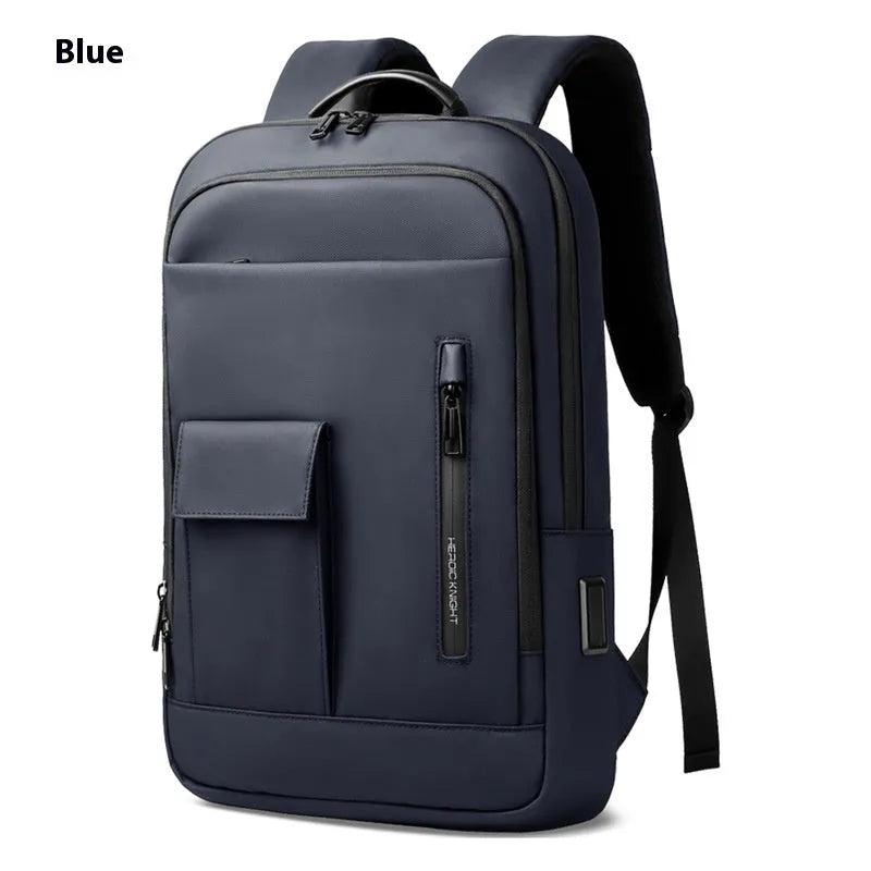 Lightweight men's Oxford cloth backpack with sewing line design in dark gray, olive green, blue, and black colour options