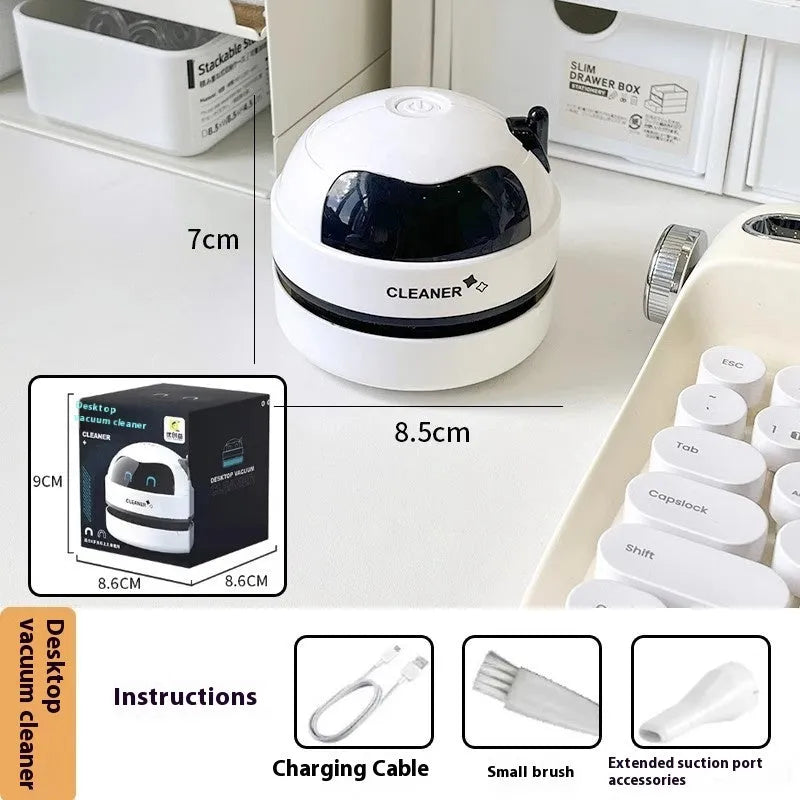 USB desktop vacuum cleaner in blue rocket design for keyboard and desk cleaning