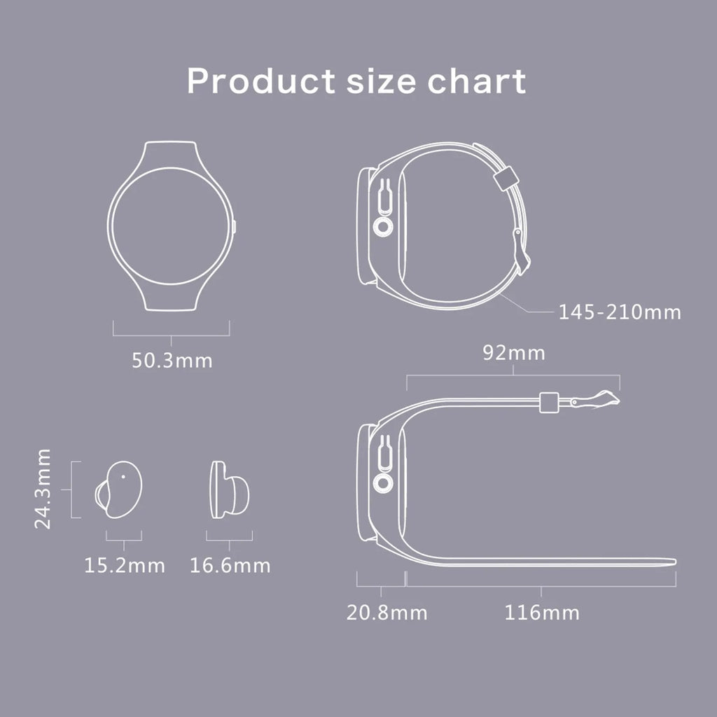 Black detachable smart bracelet and Bluetooth headset combo with colour screen and TWS earphones.