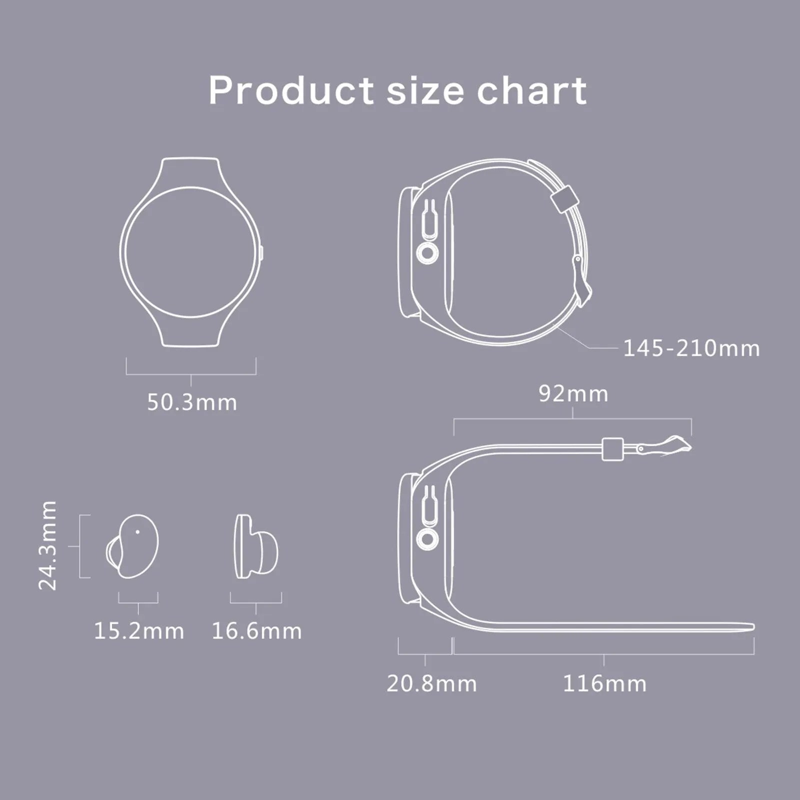 Black detachable smart bracelet and Bluetooth headset combo with colour screen and TWS earphones.