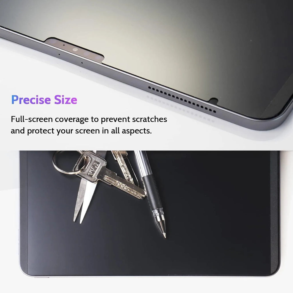 Magnetic suction anti-peeping screen protector film for iPad with paper-like texture and storage clip.