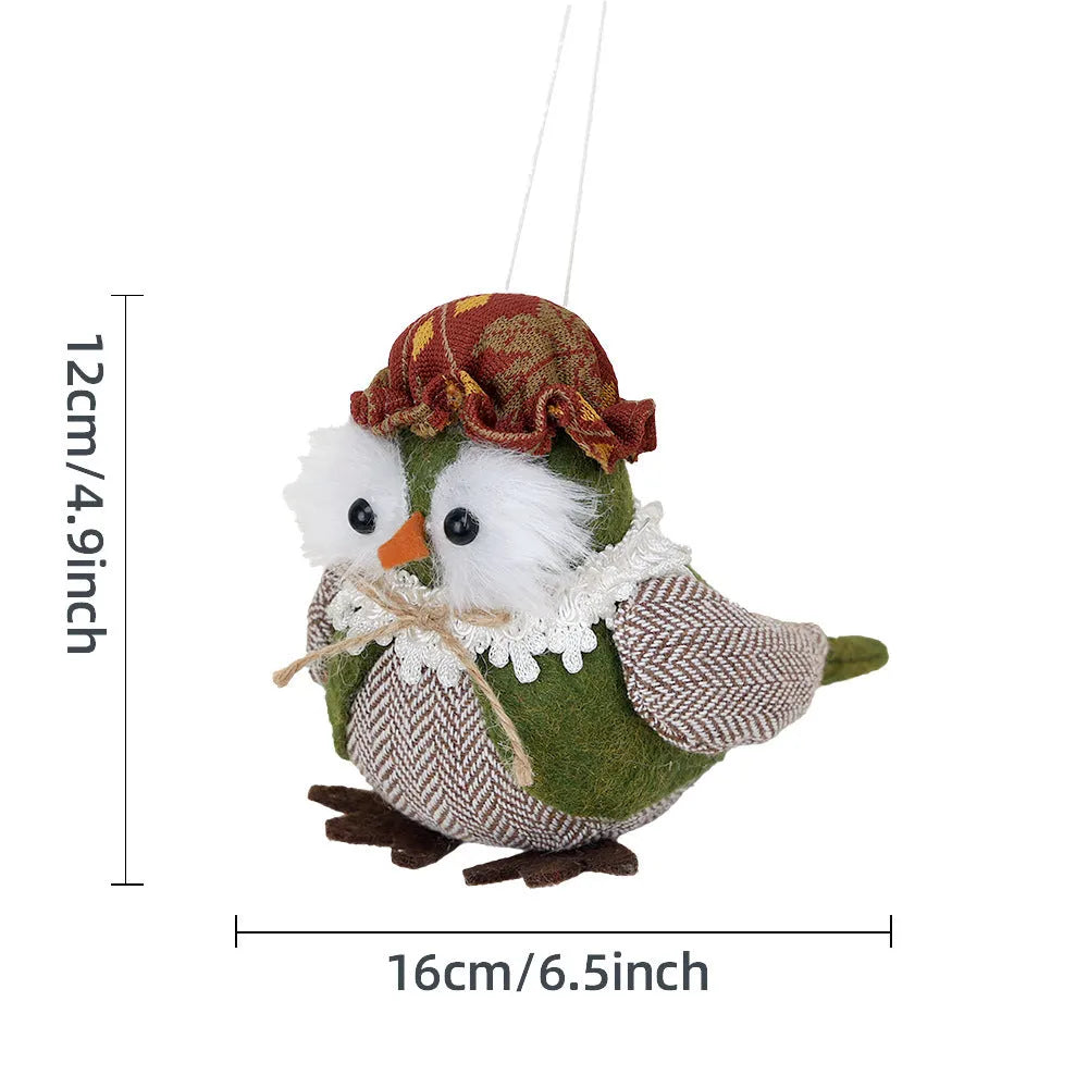 Orange or green handmade owl pendant ornament for Thanksgiving window or desktop decoration