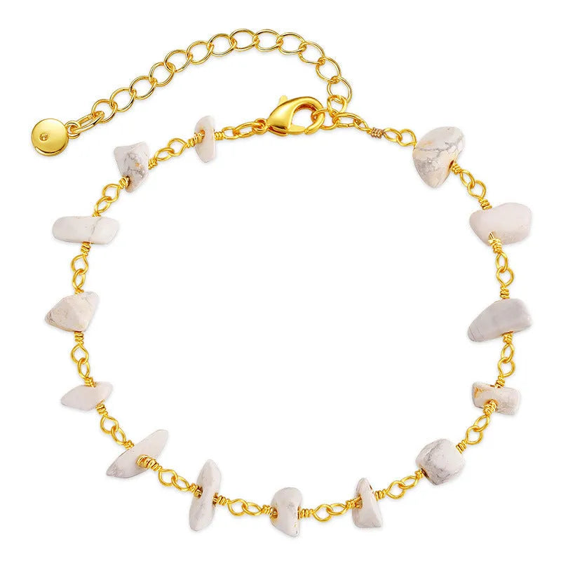 Geometric turquoise 18K copper women's bracelet with crystal accents