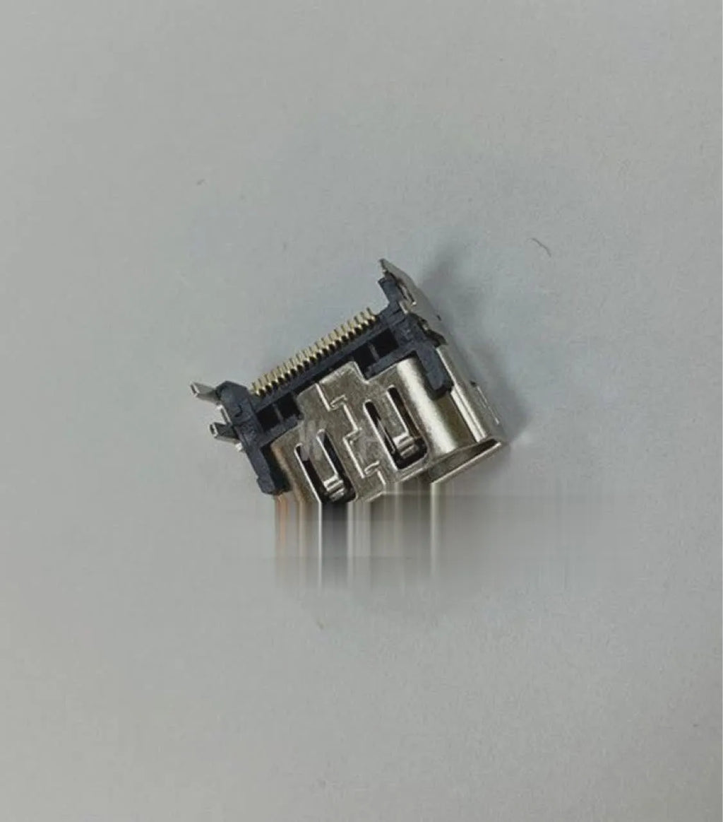 Silver HDMI interface host socket with metal construction for game consoles and computer hardware