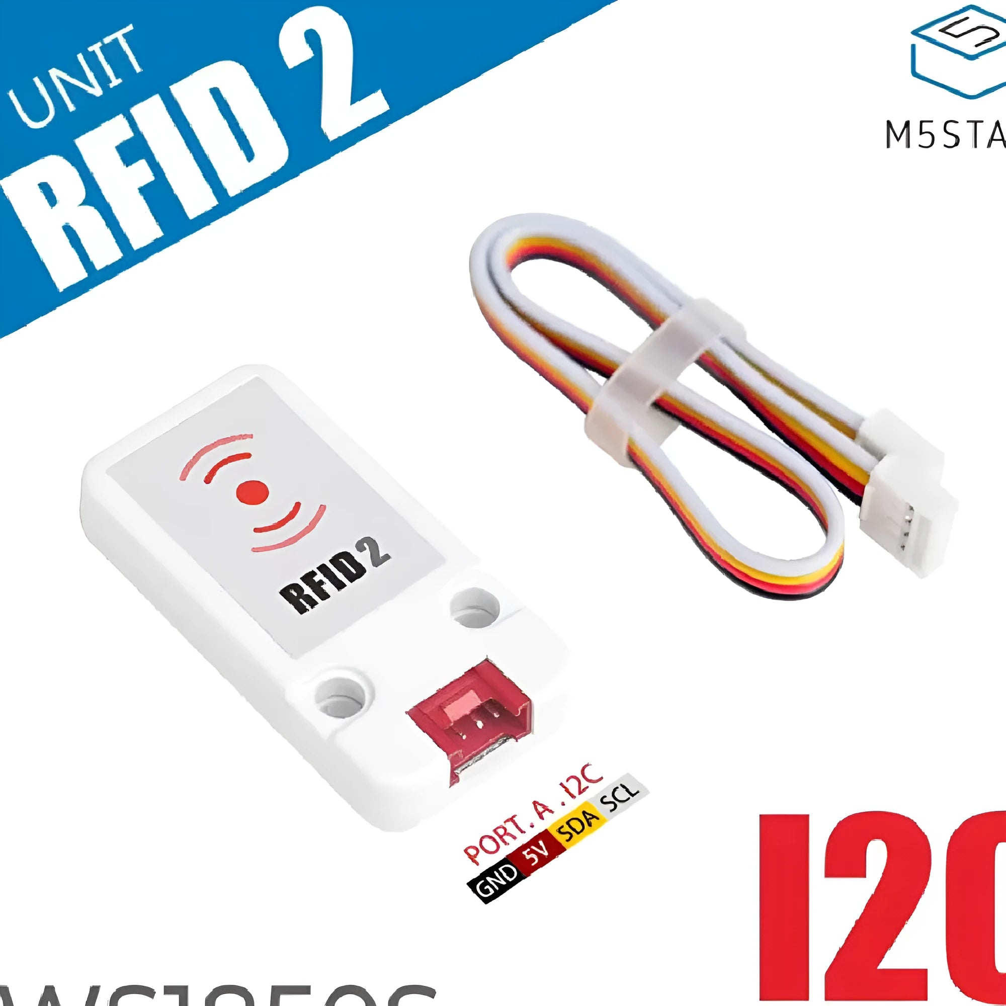 M5Stack RFID2 WS1850S 13.56MHz RFID sensor unit on a white background