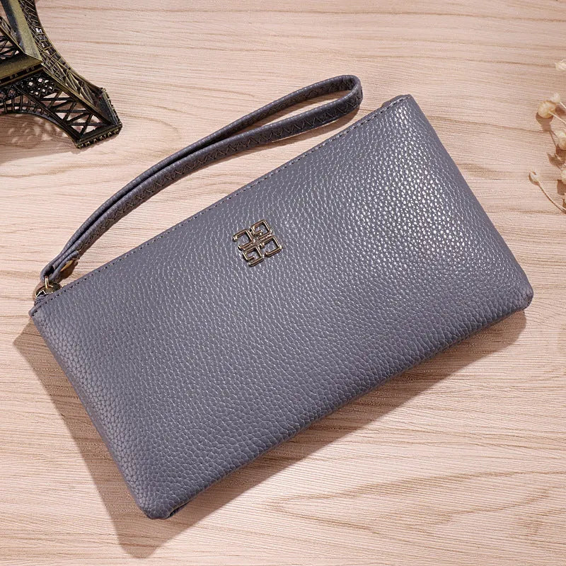 55-inch long PU leather phone wallet handbag in multiple colours with zip closure
